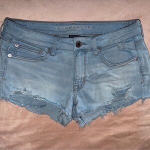 American Eagle Outfitters Light Blue Distressed Jean Shorts